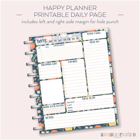 happy planner printable daily planner refills inserts   etsy