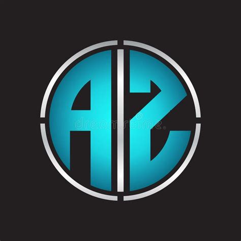 az   blue  circle alphabet letter logo icon template vector