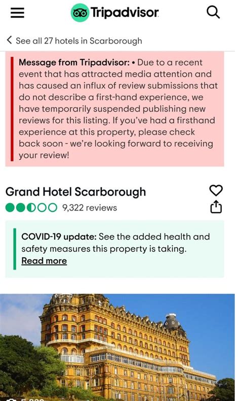 tripadvisor suspends reviews   grand hotel  scarborough