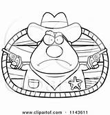 Sheriff Cowboy Cartoon Coloring Clipart Thoman Cory Outlined Vector Badge Western Template sketch template