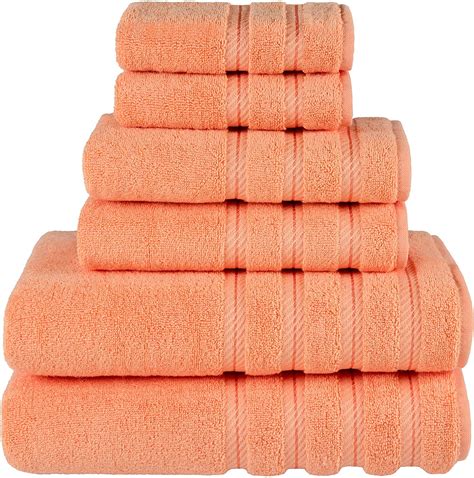 american soft linen luxury  piece cotton bath towel set peach orange