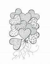 Heart Visit Balloons Bouquet Coloring sketch template