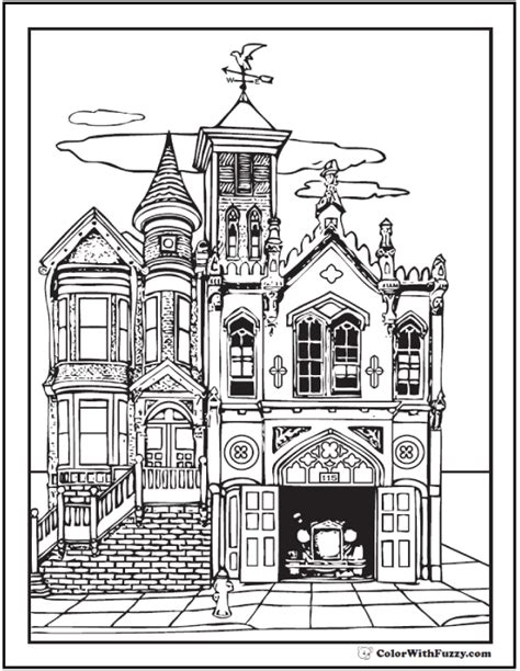 cool  house adult coloring pages antique firehouse coloring