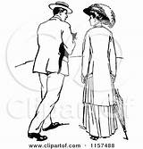 Vintage Courting Clipart Retro Couple Strolling Illustration Cat Prawny Royalty Vector Female Clipground sketch template