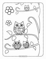 Coloring Owls Branch Nocturnal Coloringoo sketch template