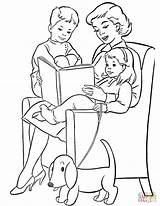 Coloring Pages Mom Reading Children Printable sketch template
