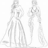 Coloring Pages Fashion Dress Color Mannequin Fancy Illustration Robe Coloriage Mode Soiree Adulte Coloriages Book Sketches Clothes Da Girls Print sketch template