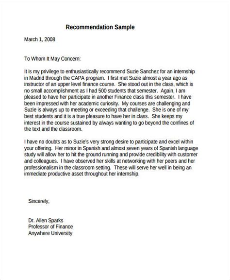 recommendation letter examples  samples    google