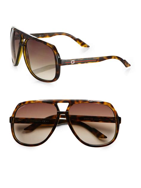Lyst Gucci Plastic Aviator Sunglasses In Brown For Men
