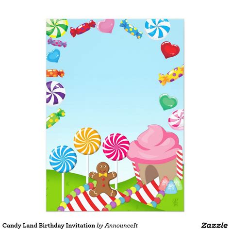 candy land birthday invitation zazzlecouk candyland birthday