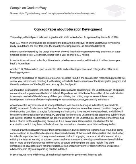 concept paper  education development essay  graduateway