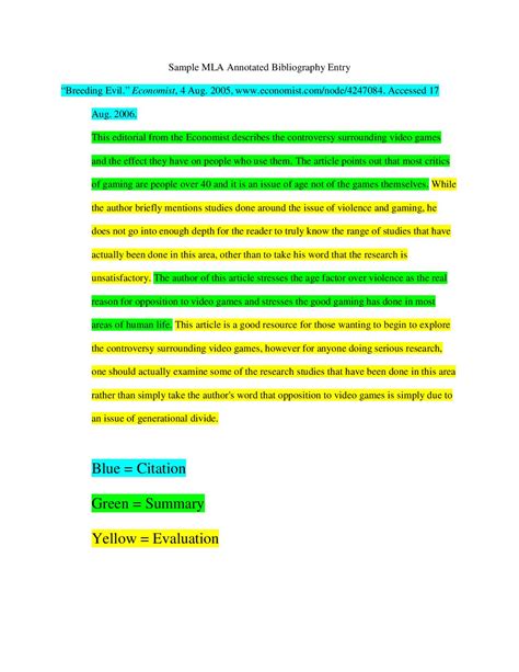 annotated bibliography template mla format sample mla annotation