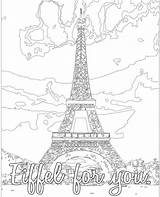 Coloring Eiffel Paris Pages Tower Adult France Color Drawing Easy Therapy Printable Digital Getdrawings Getcolorings Vector sketch template