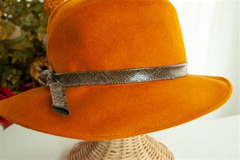 Vintage 1940s Burnt Orange Hat Brown Faux Crocodile Leather Etsy