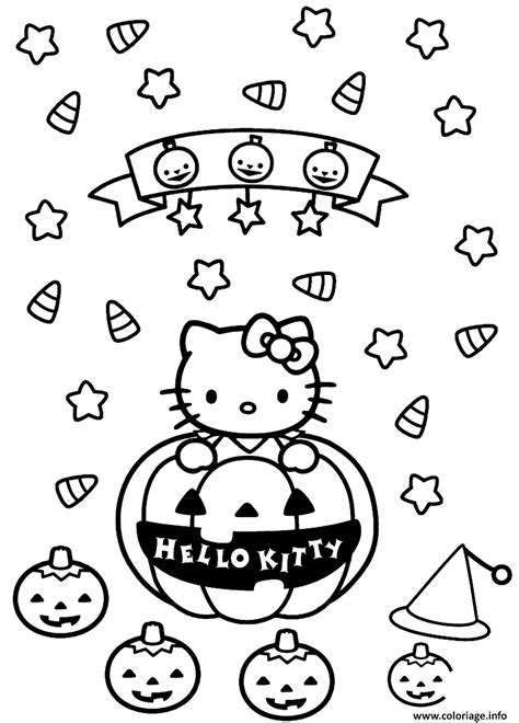 coloriage  kitty halloween citrouilles jecoloriecom