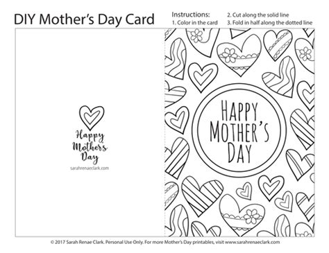 mothers day printable coloring card  printable card  color