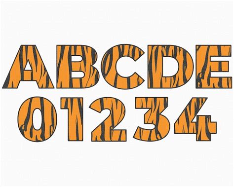 tiger alphabet svg animal skin letters clipart tiger stripe etsy