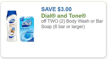 dial coupon  dial  tone body wash  bar soap  ct  larger