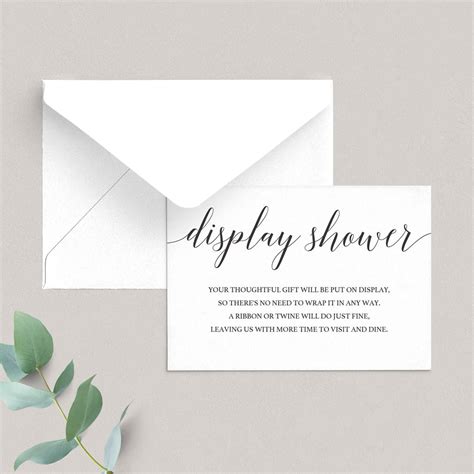 simple display shower insert card printable instant