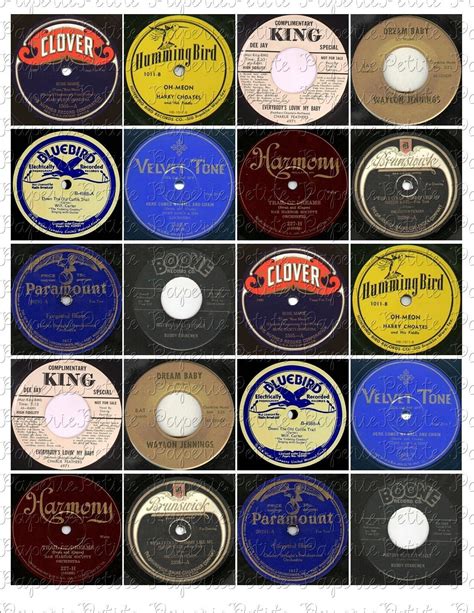 vintage record labels digital  collage sheet