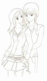 Anime Couple Cute Coloring Pages Drawings Templates Deviantart Template Pdf Colouring sketch template