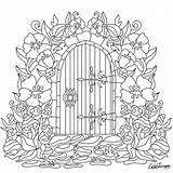 Coloring Garden Pages Gate Colouring Door Flowers Color Drawing Adult House Therapy Embroidery Books Sheets Drawings Adults Floral Patterns Abc sketch template