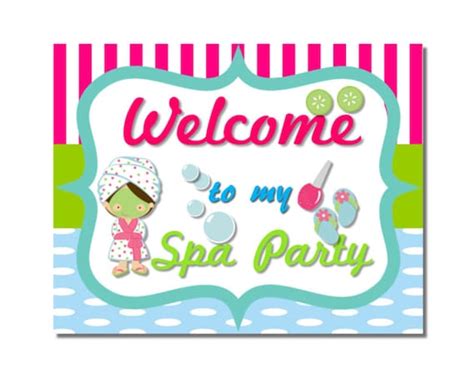 spa party  sign downloadable file diy printable spa