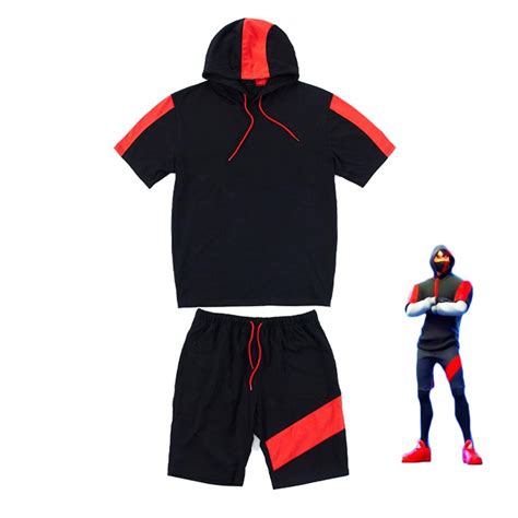 kids fortnite ikonik costume sports pullover hoodie  shorts set