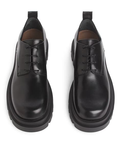 chunky derby leather shoes black arket