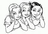 Girls Coloring Three Pages Drawing Colouring Popular Getdrawings Coloringhome sketch template