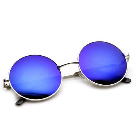 retro flash revo mirror lens round metal sunglasses zerouv