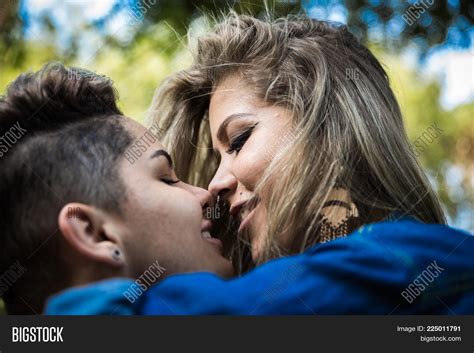 Lesbian Couple Kissing Image And Photo Free Trial Bigstock