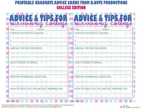 bnute productions  printable graduate advice cards college high