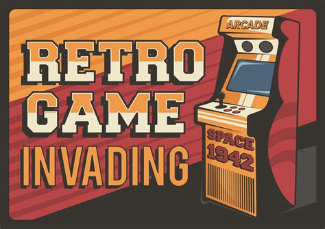 retro game invading poster  vector art  vecteezy