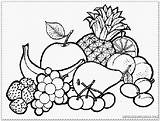 Coloring Fruit Pages Basket Print Baskets Popular sketch template