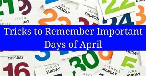 tricks to remeber important days of april bankexamstoday