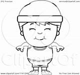 Gym Fitness Cartoon Happy Girl Boy Clipart Outlined Coloring Vector Cory Thoman Royalty Clipartof sketch template