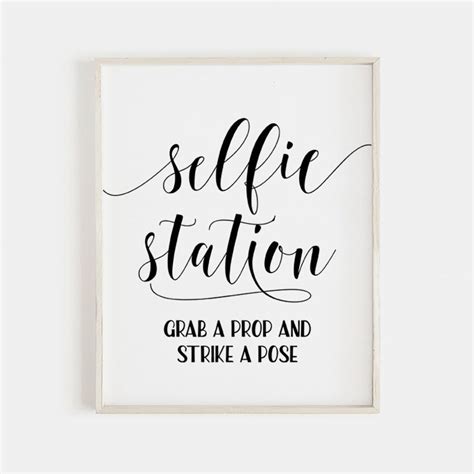 selfie station sign printable minimalist wedding photo booth etsy
