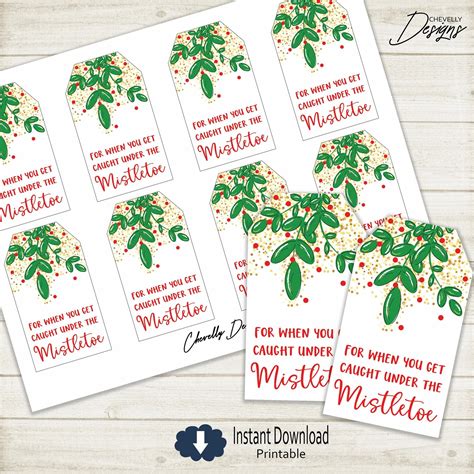 printable mistletoe christmas gift tags