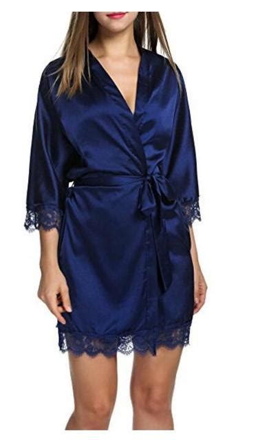 Ladies Contrast Lace Satin Robe 2018 New Fashion Sexy Women Clothes