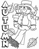 Autumn Coloring Scarecrow Pages Leaves Fall Kids Sheet Topcoloringpages sketch template