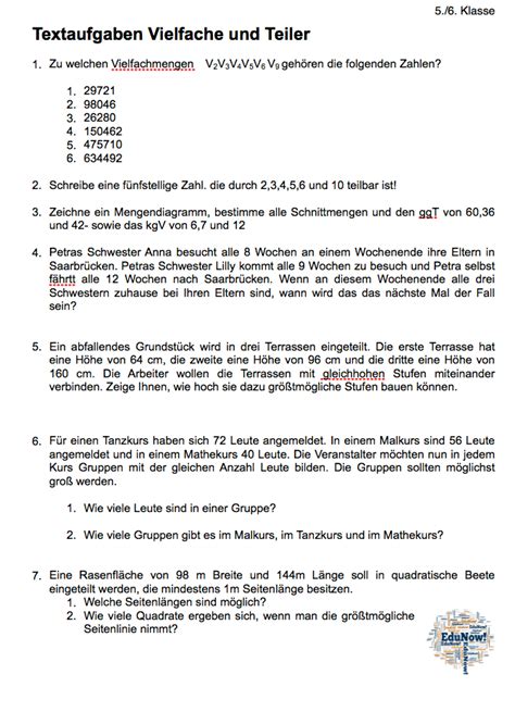 textaufgaben teiler und vielfache edunow