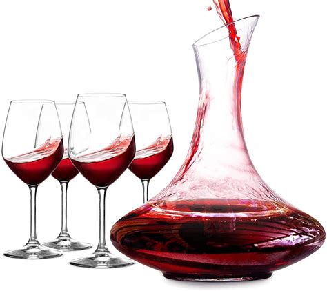 Wine Decanter 750ml With Wine Glasses Set 4 60ounce 1 8liter Hand