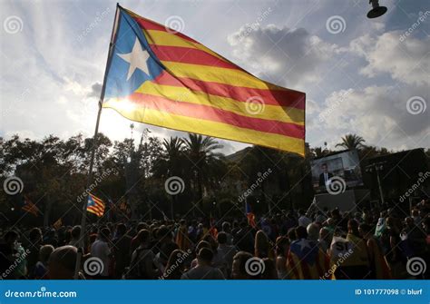 demonstrators  barcelona editorial stock photo image  celebrating