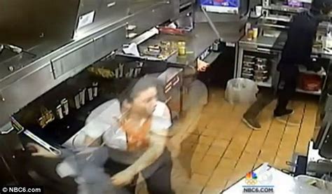 security video shows burger king employees scramble for cover from gunman daily mail online