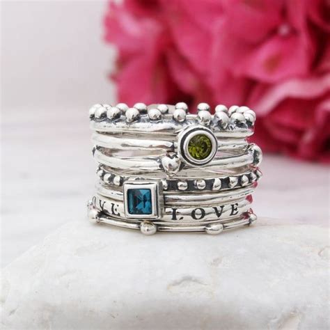 sterling silver stack ring set design your own meaningful etsy