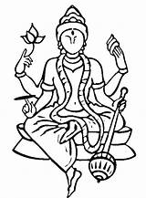 Saraswati Hindu Vishnu Gods Goddesses Ausmalbild sketch template