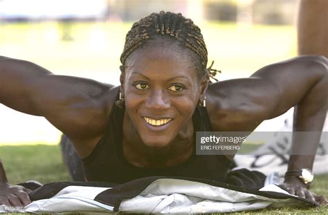 jamaican track star merlene ottey gets up after a massage during