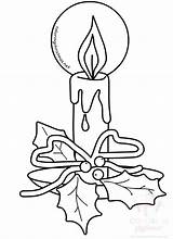Christmas Candle Coloring Holly Religious Jesus Related sketch template