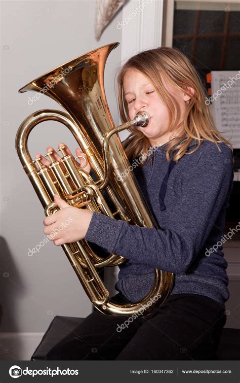 girl playing baritone stock photo  rustycanuck